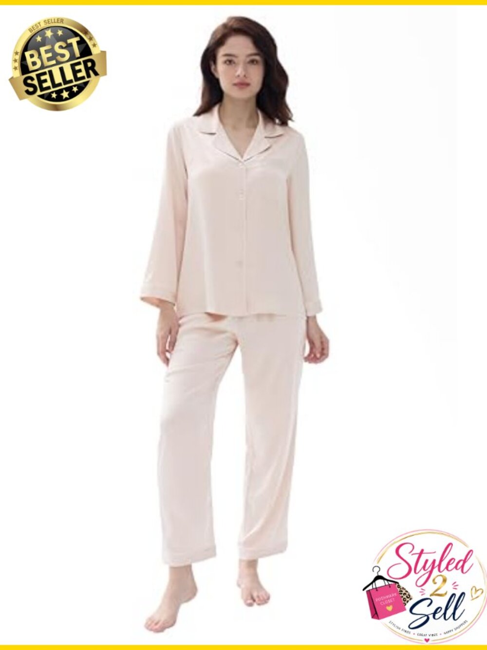 Satin Pajama Set Long Sleeve Button Down Pj Lounge Sleepwear